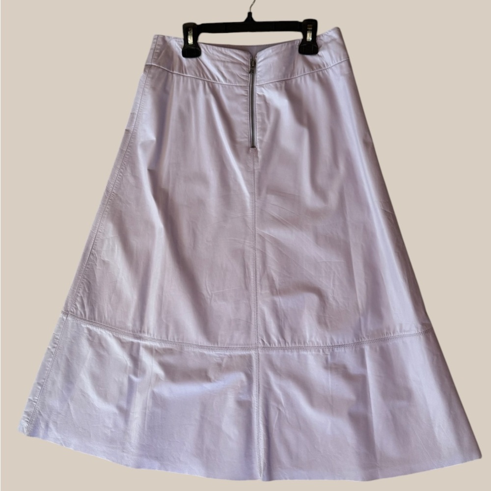 alice + olivia Lavender Leather A-Line Skirt with Flared Hem - Picture 2 of 5